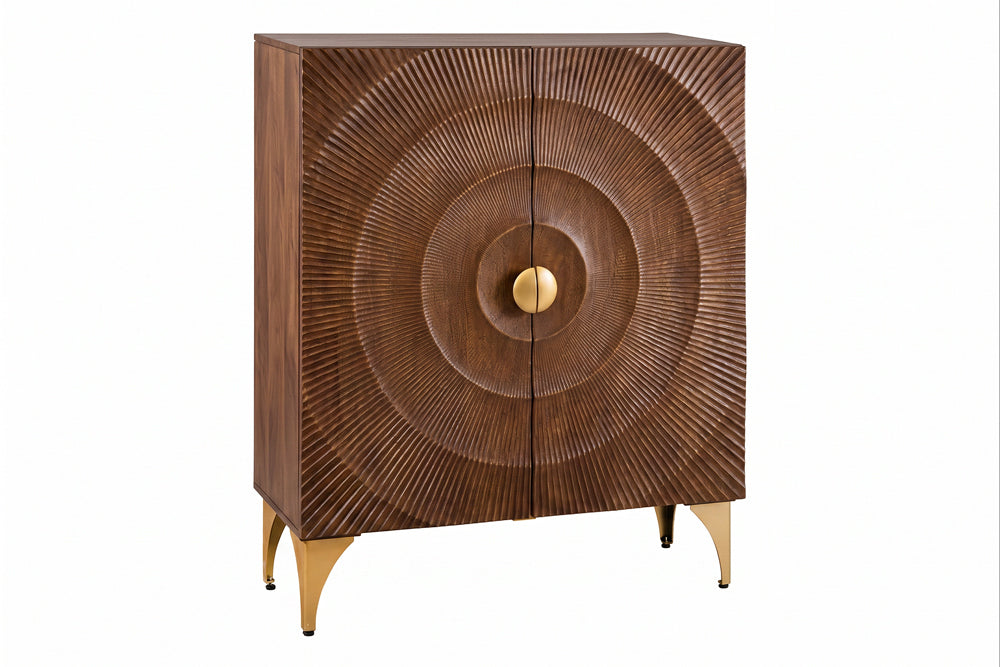 GOLDEN SUNSET Handcrafted highboard 120cm black gold mango wood