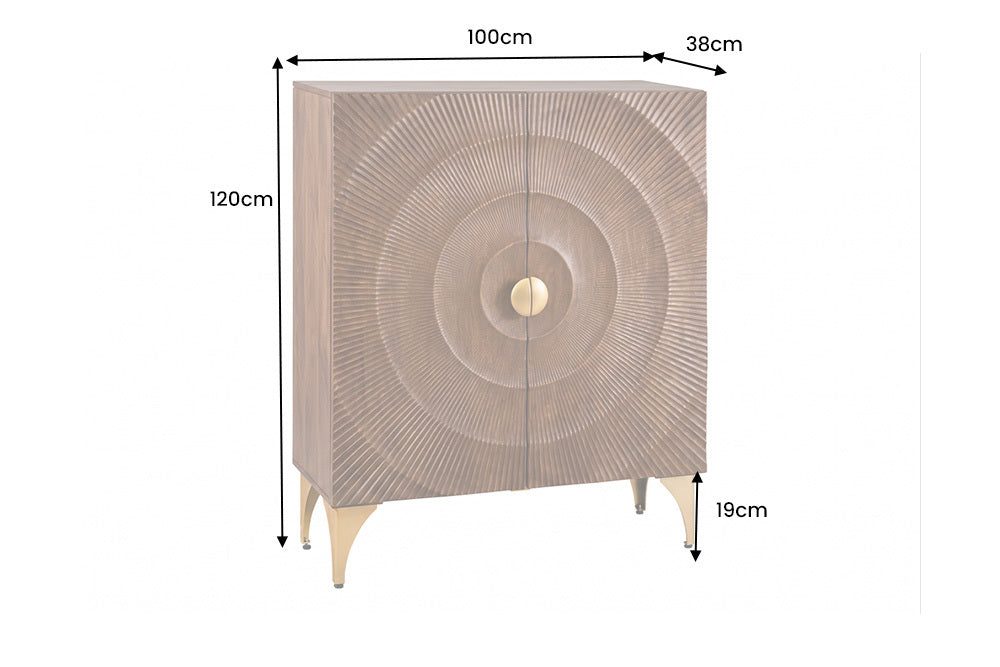 GOLDEN SUNSET Handcrafted highboard 120cm black gold mango wood
