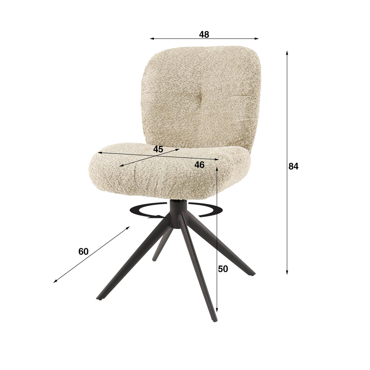 COMFORT Stuhl drehbar 2-er Pack / Bouclé sand