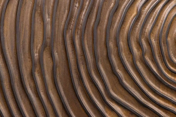 Massives Sideboard ZEN CIRCLES 160cm dunkelbraun Mangoholz 3D-Design