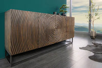 Massives Sideboard ZEN CIRCLES 160cm dunkelbraun Mangoholz 3D-Design