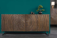 Massives Sideboard ZEN CIRCLES 160cm dunkelbraun Mangoholz 3D-Design