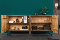 Massives Sideboard ZEN CIRCLES 160cm dunkelbraun Mangoholz 3D-Design