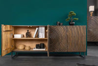 Massives Sideboard ZEN CIRCLES 160cm dunkelbraun Mangoholz 3D-Design