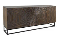 Massives Sideboard ZEN CIRCLES 160cm dunkelbraun Mangoholz 3D-Design