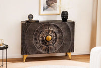 PURE Solid highboard 140cm Sheesham stone finish display case rosewood