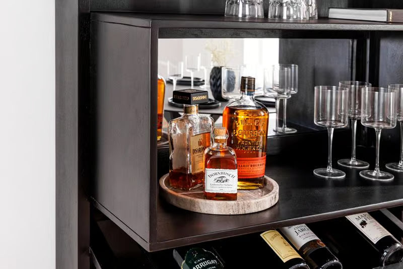 PURE Solid highboard 140cm Sheesham stone finish display case rosewood