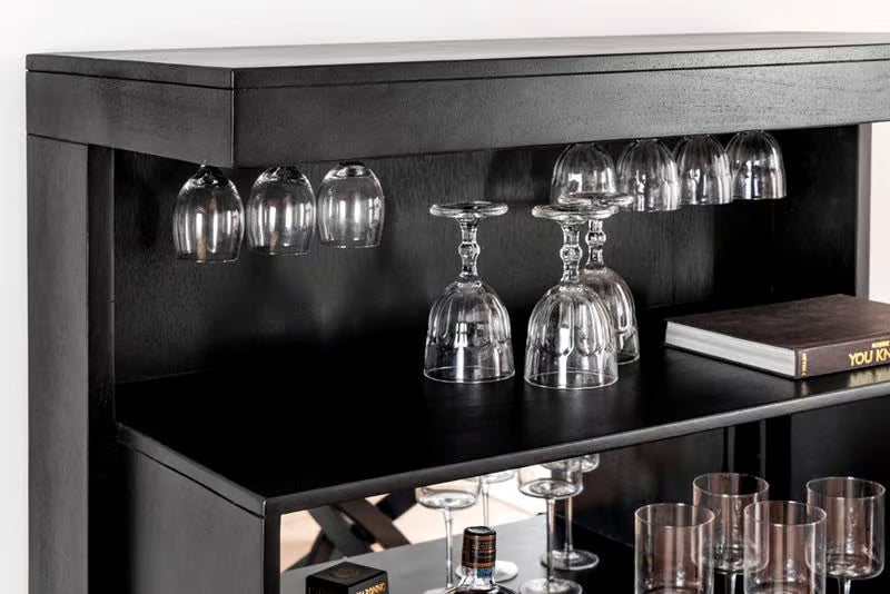 PURE Solid highboard 140cm Sheesham stone finish display case rosewood