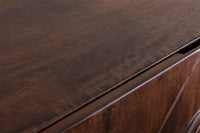 Massives Highboard LION 120cm braun Mangoholz gold Metall 3D Schnitzereien Kunstwerk