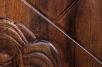 Massives Highboard LION 120cm braun Mangoholz gold Metall 3D Schnitzereien Kunstwerk