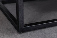 Massives Highboard LION 120cm creme Mangoholz schwarz Metall 3D Schnitzereien Kunstwerk
