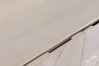 Massives Highboard LION 120cm creme Mangoholz schwarz Metall 3D Schnitzereien Kunstwerk
