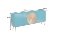 Massives Sideboard AURUM 180cm Mangoholz mit ikonischem Gold-Element