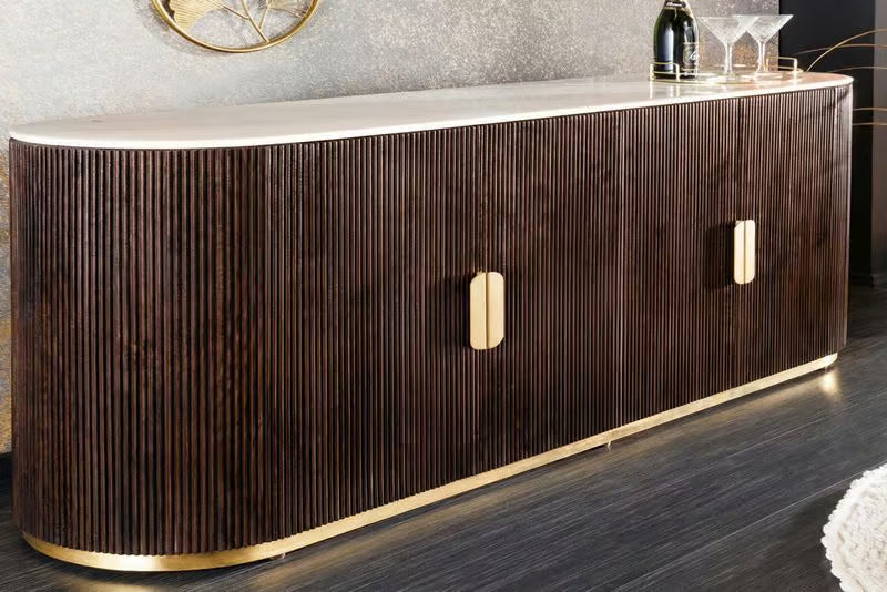 SCORPION Solid sideboard 140cm brown mango wood elaborate 3D carvings