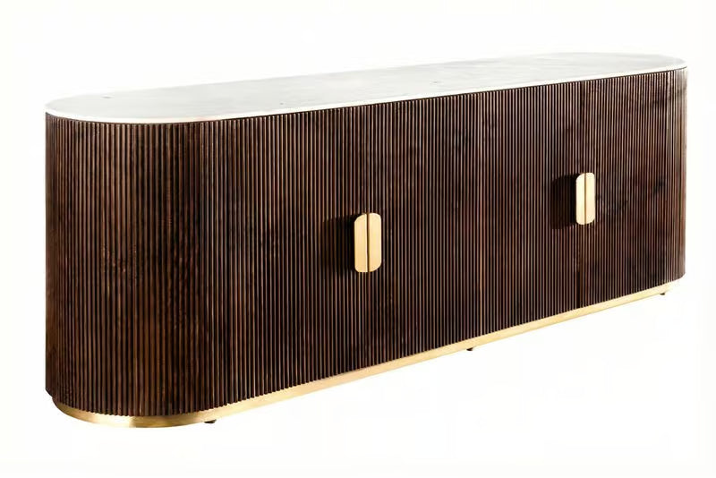 SCORPION Solid sideboard 140cm brown mango wood elaborate 3D carvings