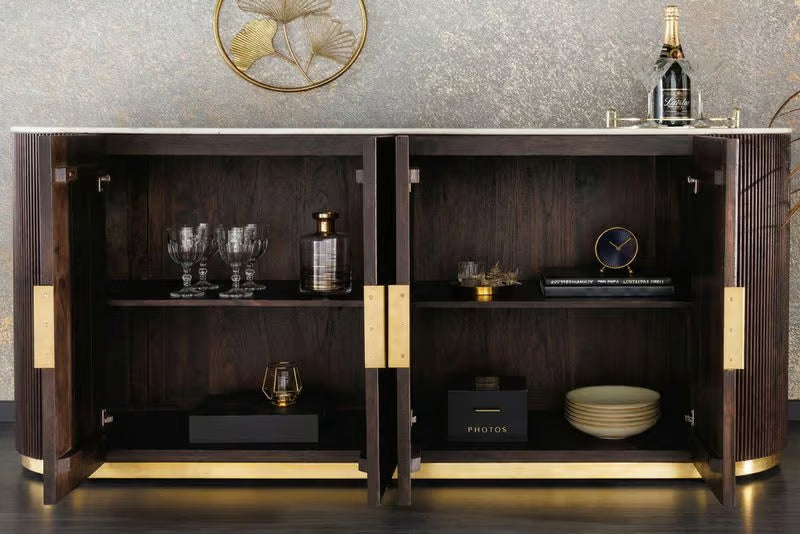 SCORPION Solid sideboard 140cm brown mango wood elaborate 3D carvings