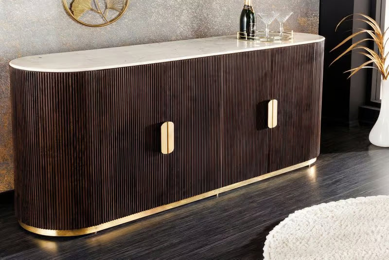SCORPION Solid sideboard 140cm brown mango wood elaborate 3D carvings