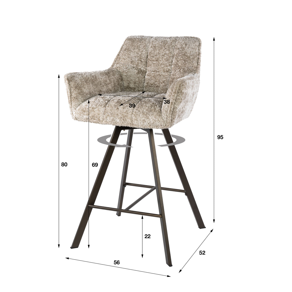Barstuhl Raster drehbar 2-er Pack