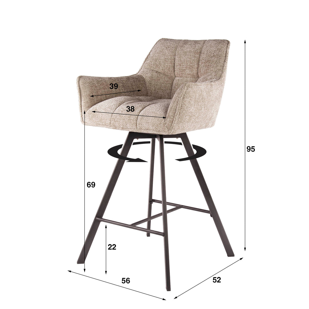 Barstuhl Raster drehbar 2-er Pack