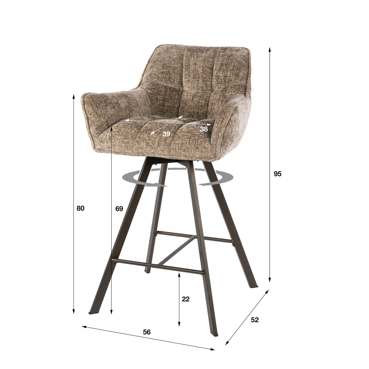 Barstuhl Raster drehbar 2-er Pack