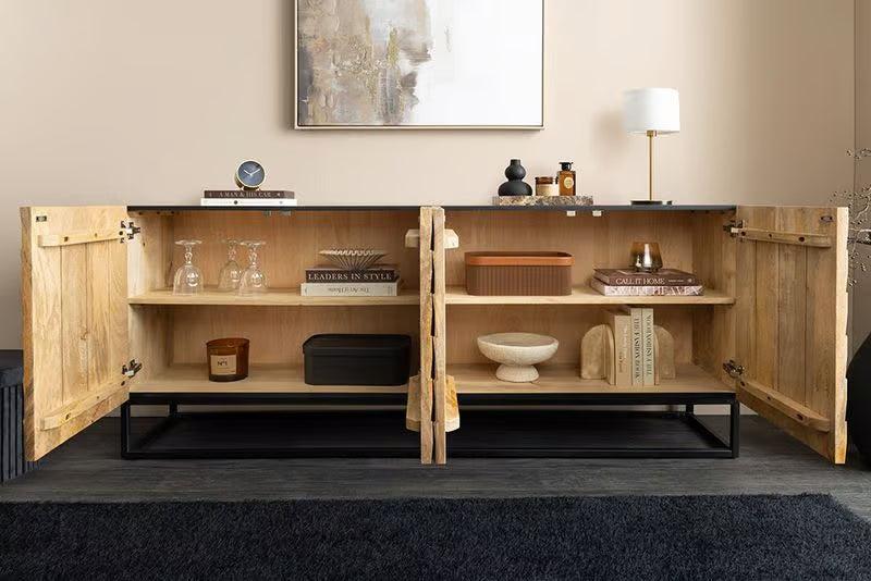 AMAZONAS solid sideboard 160cm mango wood natural front design