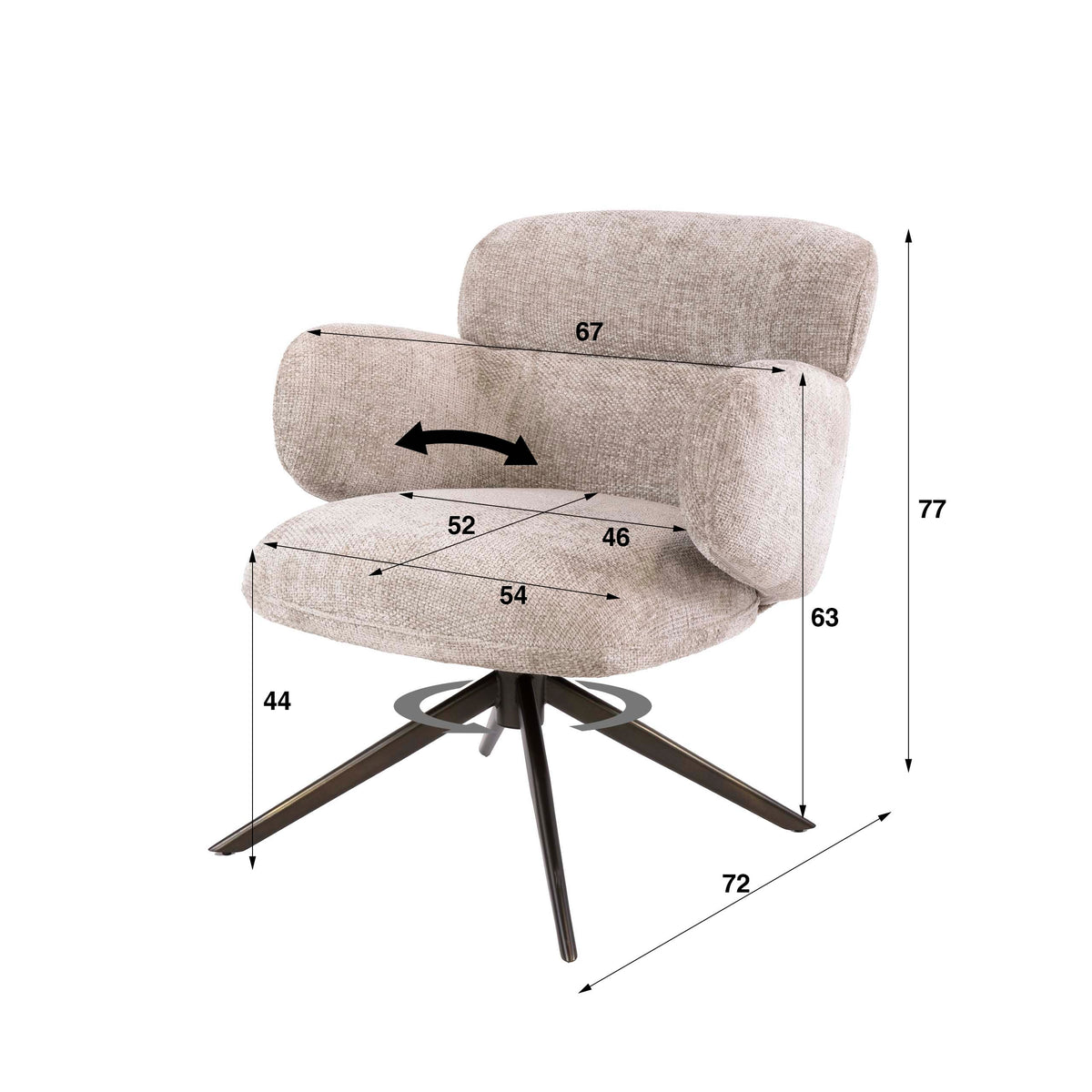 Sessel Flex drehbar / Hoven sand champagne - braun