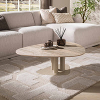 Couchtisch Selvo dreieckig / 3D travertin sand
