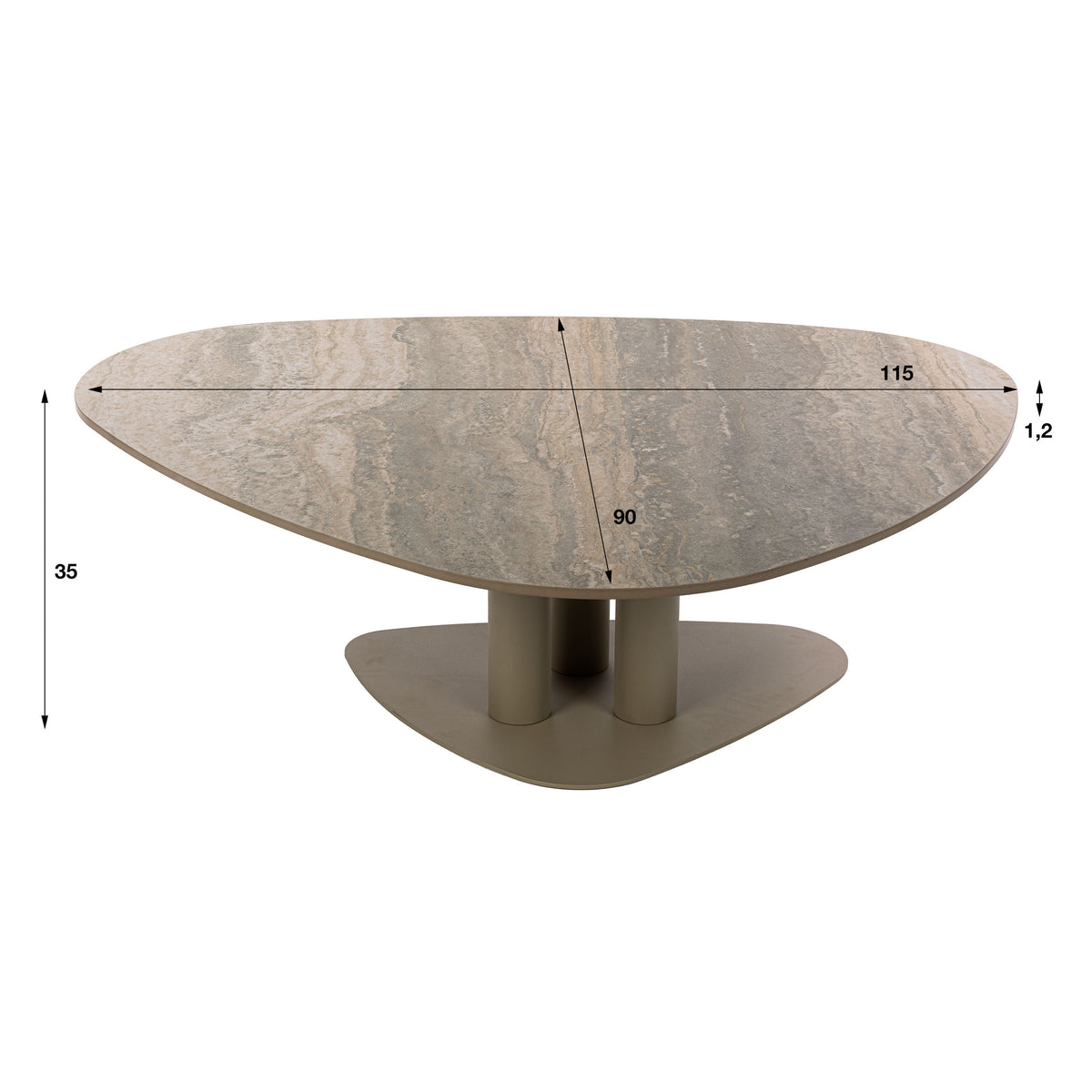 Couchtisch Selvo dreieckig / 3D travertin sand