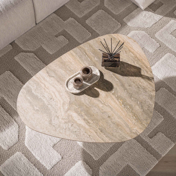 Couchtisch Selvo dreieckig / 3D travertin sand