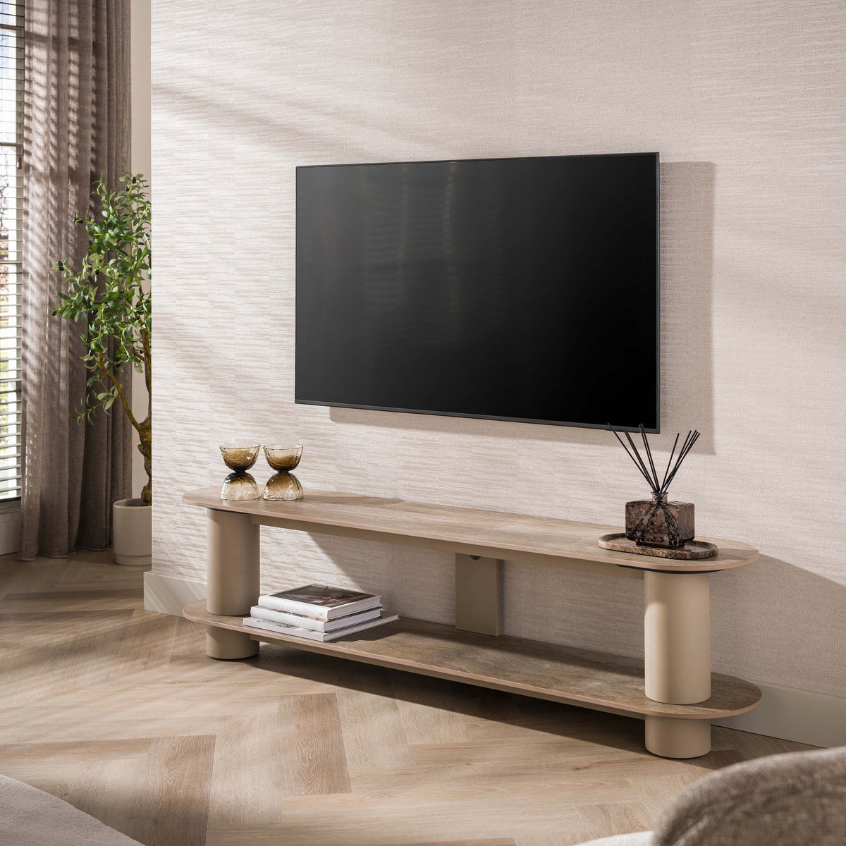 TV-Möbel Selvo 180cm / 3D travertin sand
