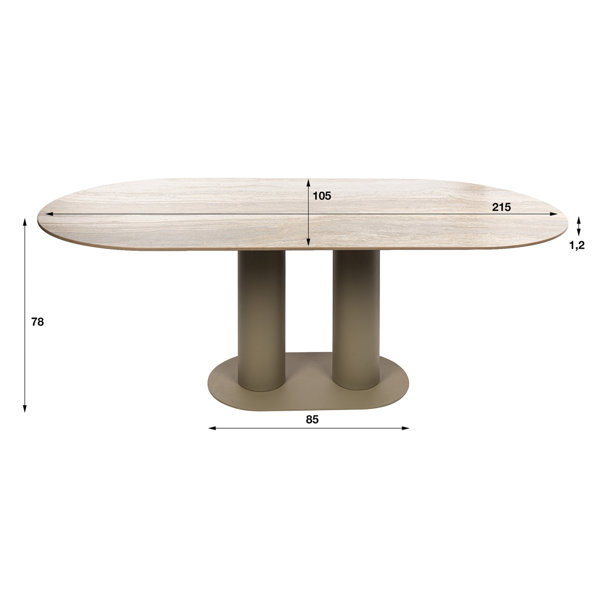Esstisch Selvo 215cm / 3D travertin sand