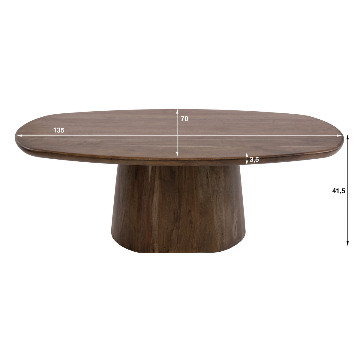 Couchtisch Central 135cm / Massiv Akazie braun