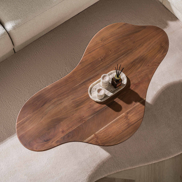 Couchtisch Central organisch 135cm / Massiv Akazie braun