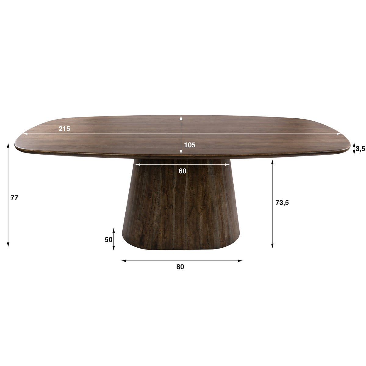 Esstisch Central dänisch oval / Massiv Akazie braun