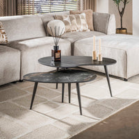 FOSSIL Couchtisch Set aus 2 / Keramik fossil black