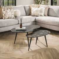 FOSSIL Couchtisch Set aus 2 / Keramik fossil black