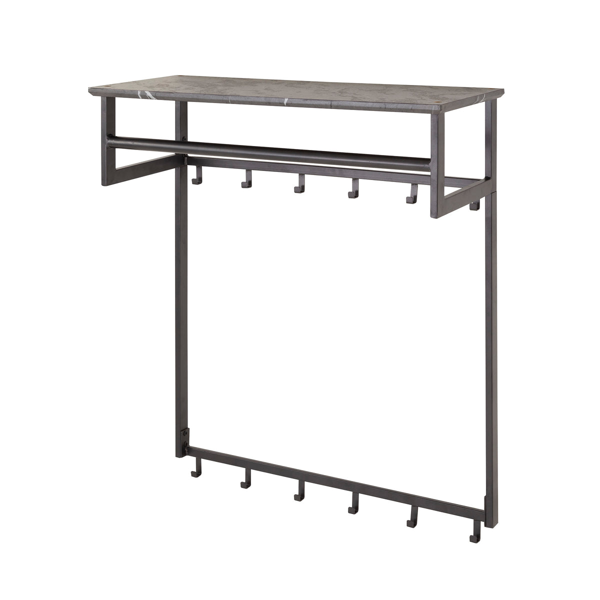 Garderobe Tenaro Kleiderstange und Hutablage 2x6 Haken / 3D Melamin graphite