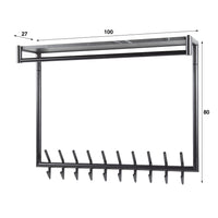 Garderobe Tenaro hoch Kleiderstange und Hutablage 2x10 Haken / 3D Melamin graphite