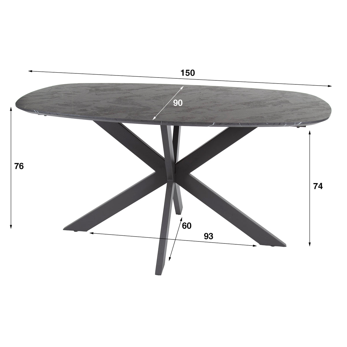 DURA STEEL Industrial console table 100cm black with two shelves