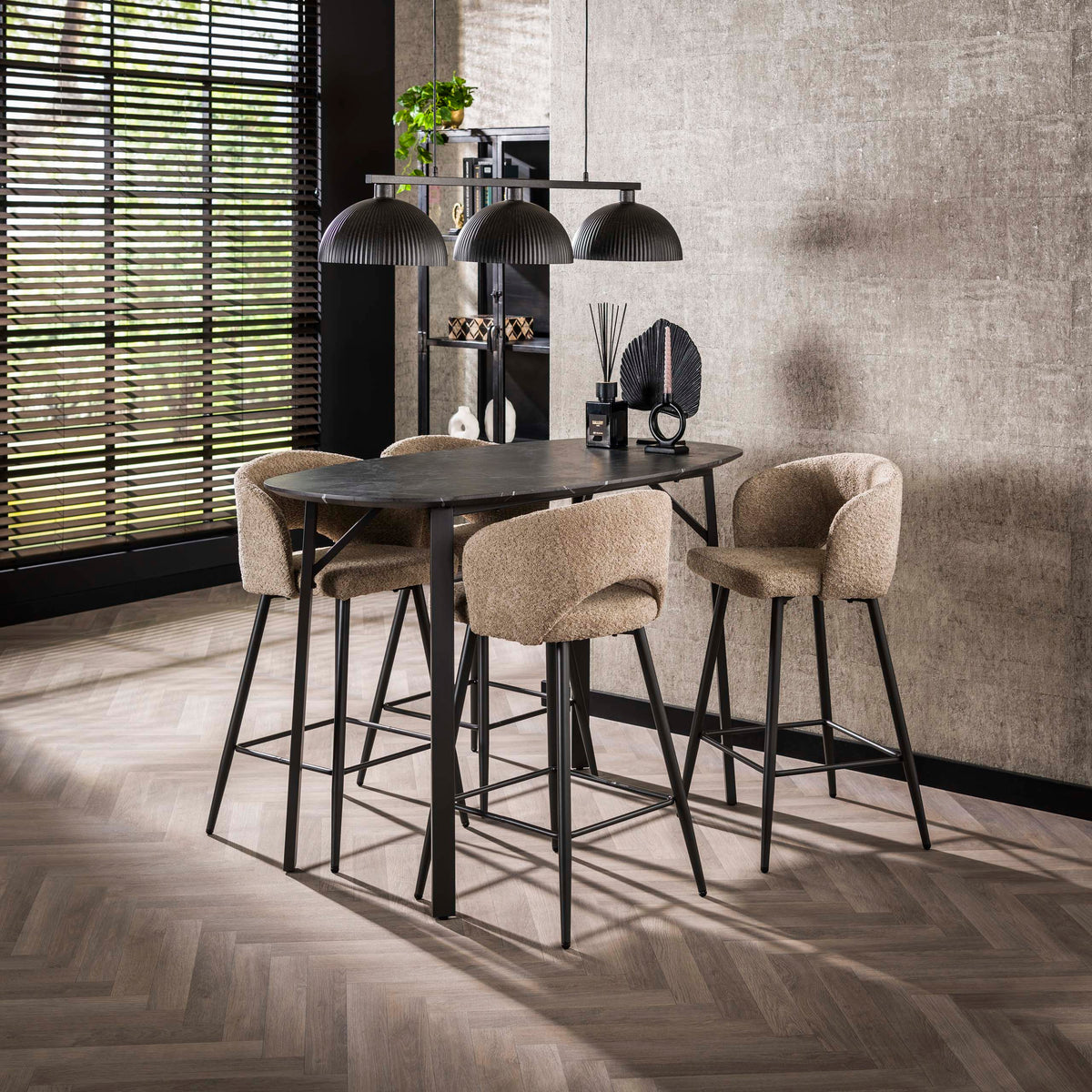 DURA STEEL Industrial console table 100cm black with two shelves