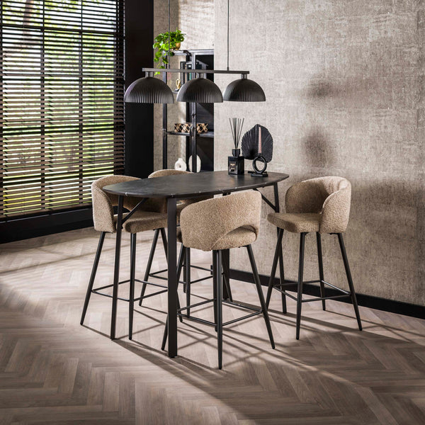 ONYX Bartisch  dänisch oval 140cm / 3D Melamin graphite