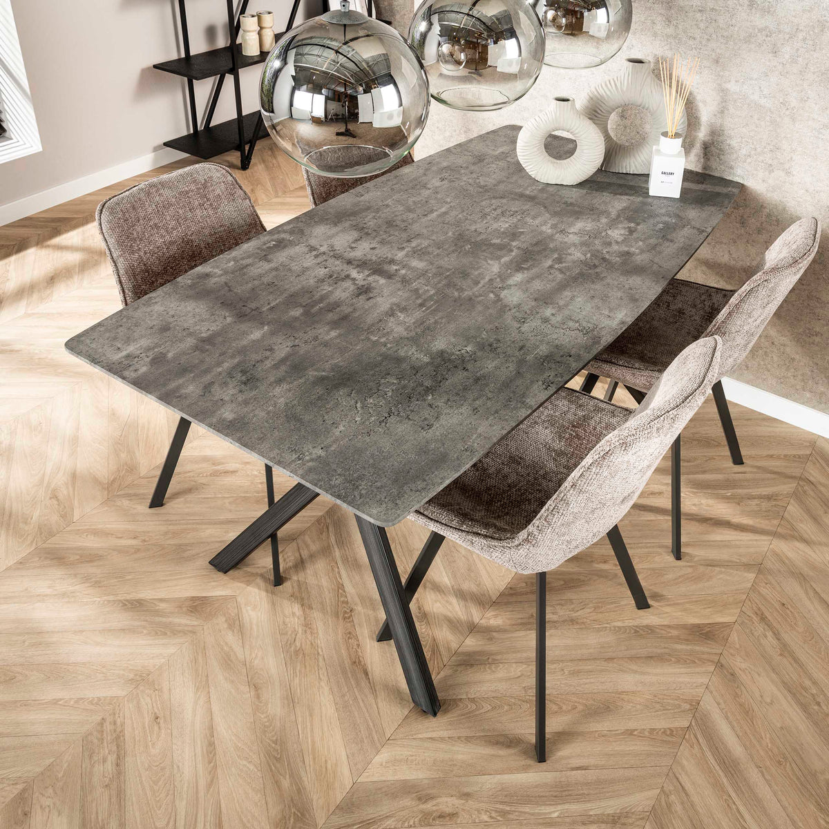 Esstisch oval 160 cm / 3D-Optik Eiche Antiquewash oder Betongrau