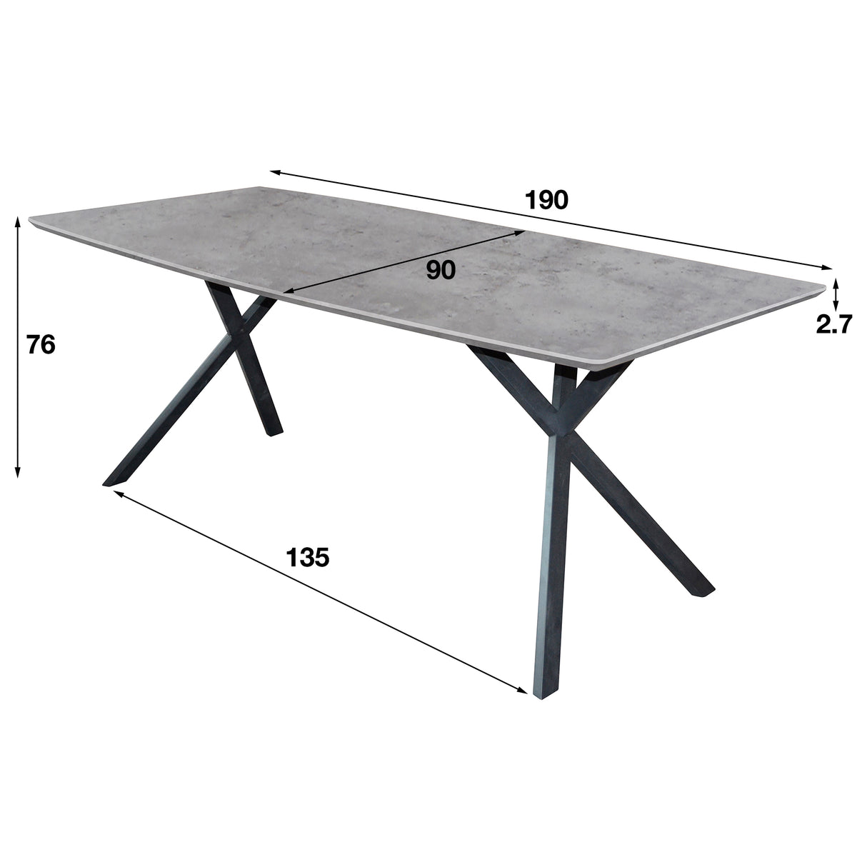 Esstisch oval 190 cm / 3D-Optik Eiche Antiquewash oder Betongrau