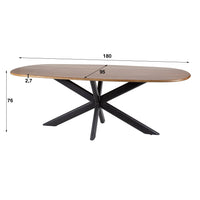 CLIFF Esstisch ovales Rohr 180cm / Massiv Mango sand