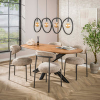 CLIFF Esstisch ovales Rohr 180cm / Massiv Mango sand