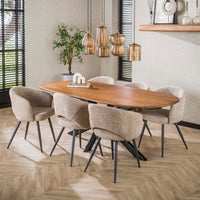 CLIFF Esstisch ovales Rohr 215cm / Massiv Mango sand
