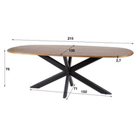 CLIFF Esstisch ovales Rohr 215cm / Massiv Mango sand