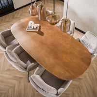 CLIFF Esstisch ovales Rohr 215cm / Massiv Mango sand