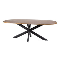 CLIFF Esstisch ovales Rohr 215cm / Massiv Mango sand