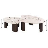 CERAMO aperto Couchtisch 2er Set / 3D Keramik Taj Mahal/ Travertinoptik